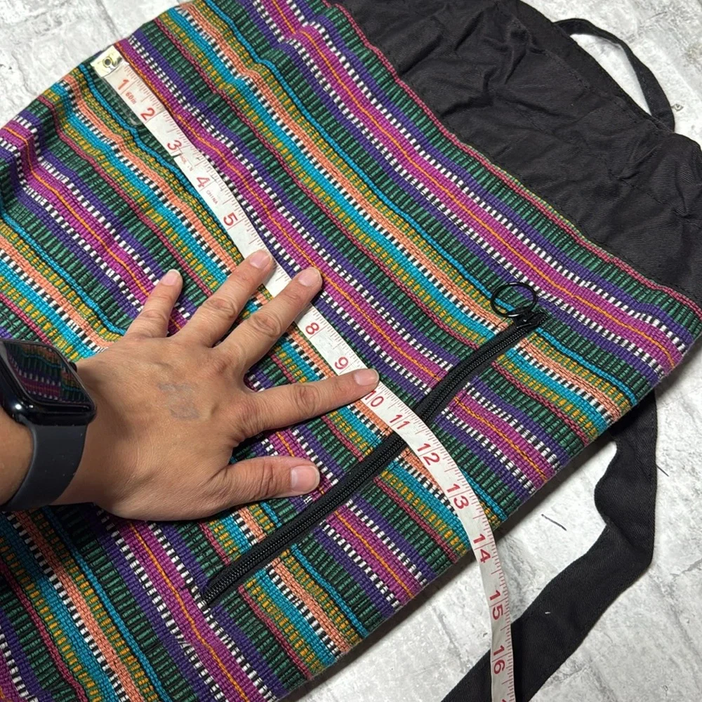 Colorful ethnic boho travel cotton printed drawstring Striped backpack